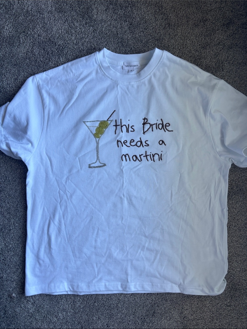 Bride Needs a Martini Beaded Tee - White